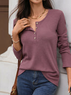 Waffle Knit Long Sleeve T-shirt