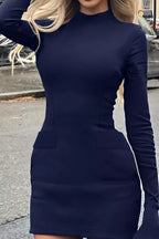 Long-sleeve Mini Dress Flap Pockets (11)