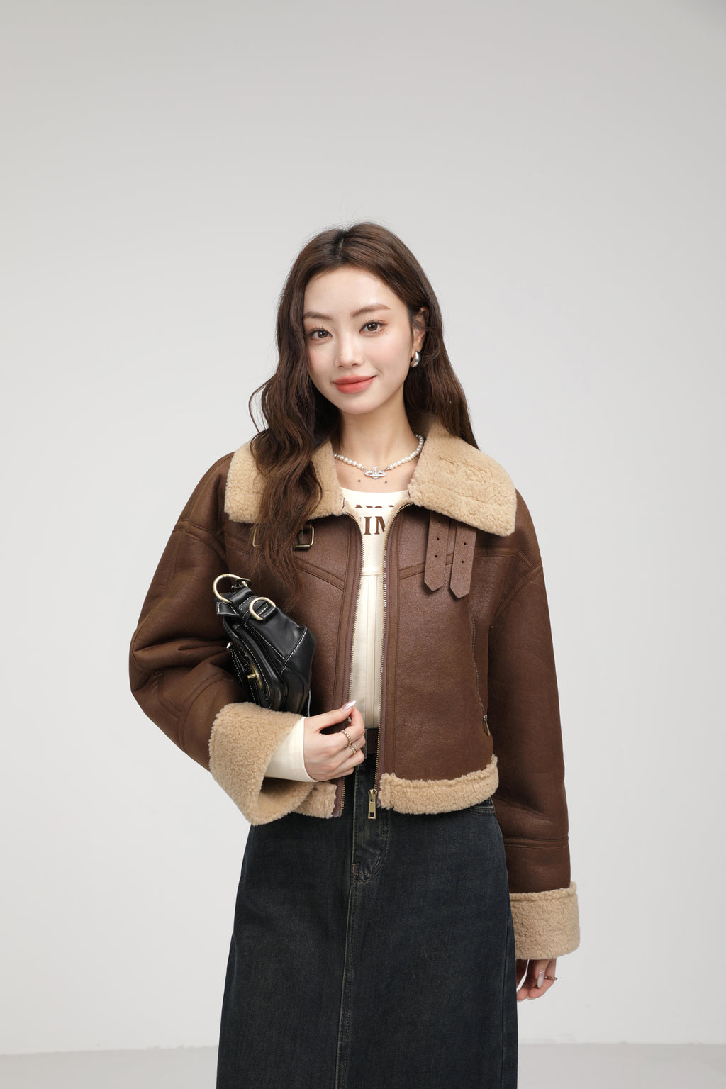 Stand Collar Fur Integrated Lamb Short Coat photo 14