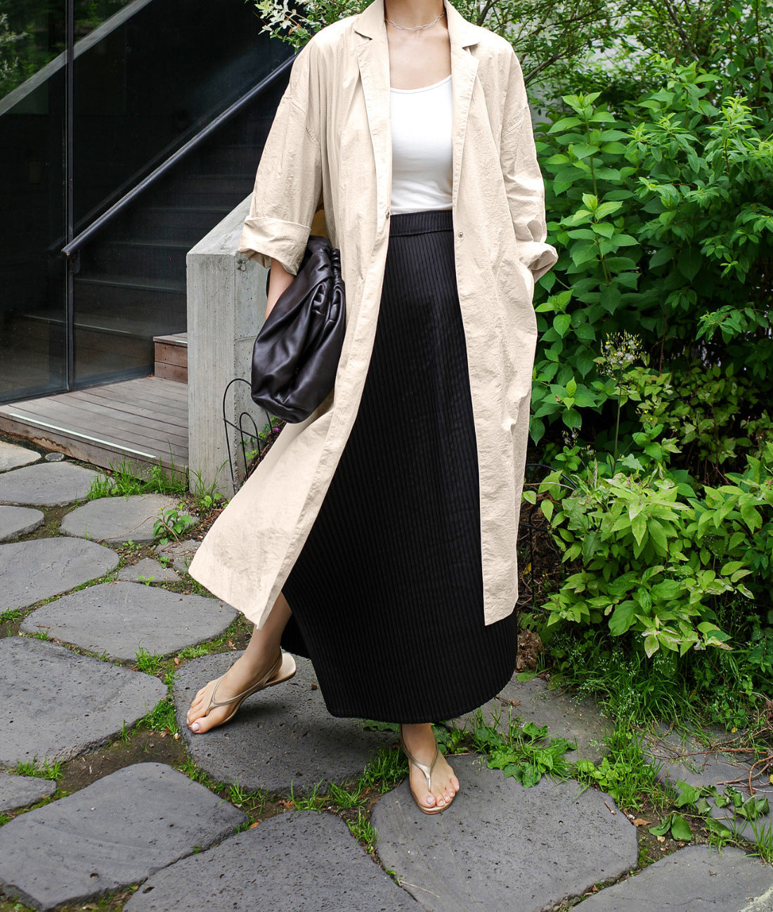 Shirt Dress Overknee Long Split Bf Cotton Linen Trench Coat photo 6