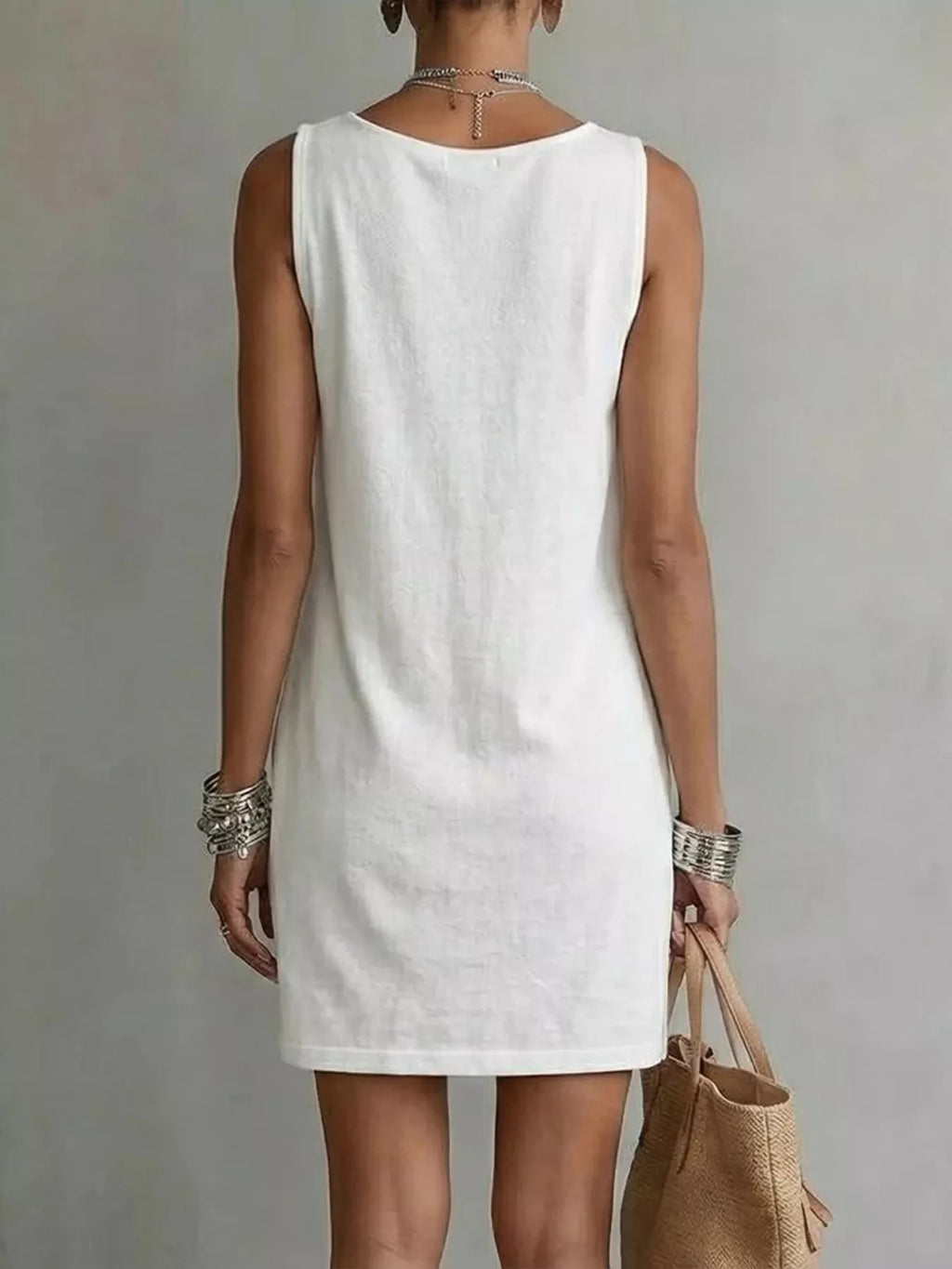 Full Size Sleeveless Cowl Neck Mini Dress Plus (3)