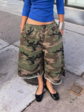 Wide-leg Cropped Sweatpants Pockets