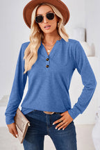 Notched Long Sleeve T-shirt