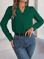 Layered V-neck Long Sleeve Blouse (23)