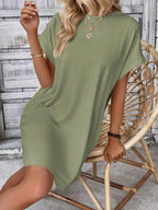 Round Neck Short Sleeve Mini Dress (18)
