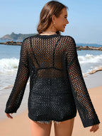 Heart Openwork Long Sleeve Cover-up (2)