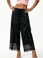 Lace Trim Wide-leg Cropped Pants (17)