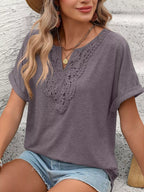 Lace Trim Short Sleeve T-shirt (24)