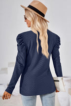 Round Neck Puff Sleeve Blouse (2)