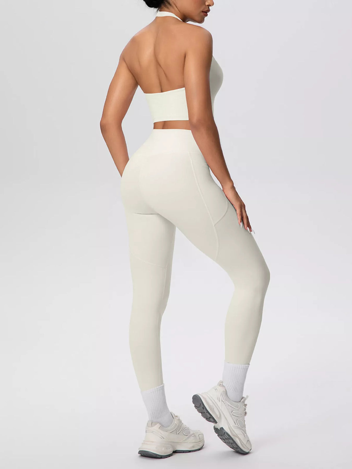 Halter Neck Crop Top High-waisted Leggings Active Set (20)