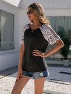Leopard Round Neck Short Sleeve T-shirt (2)