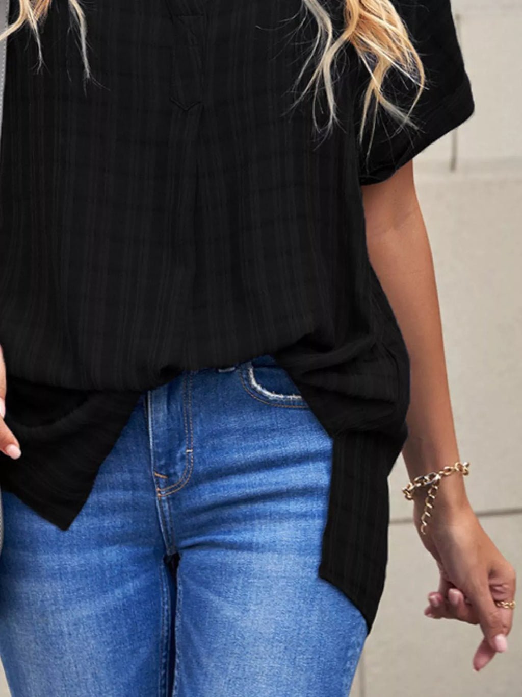 Notched Short Sleeve Blouse (16)
