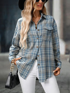 Oversized Plaid Button-up Shirt (21)