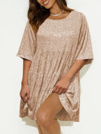 Sequin Round Neck Half Sleeve Mini Dress (29)