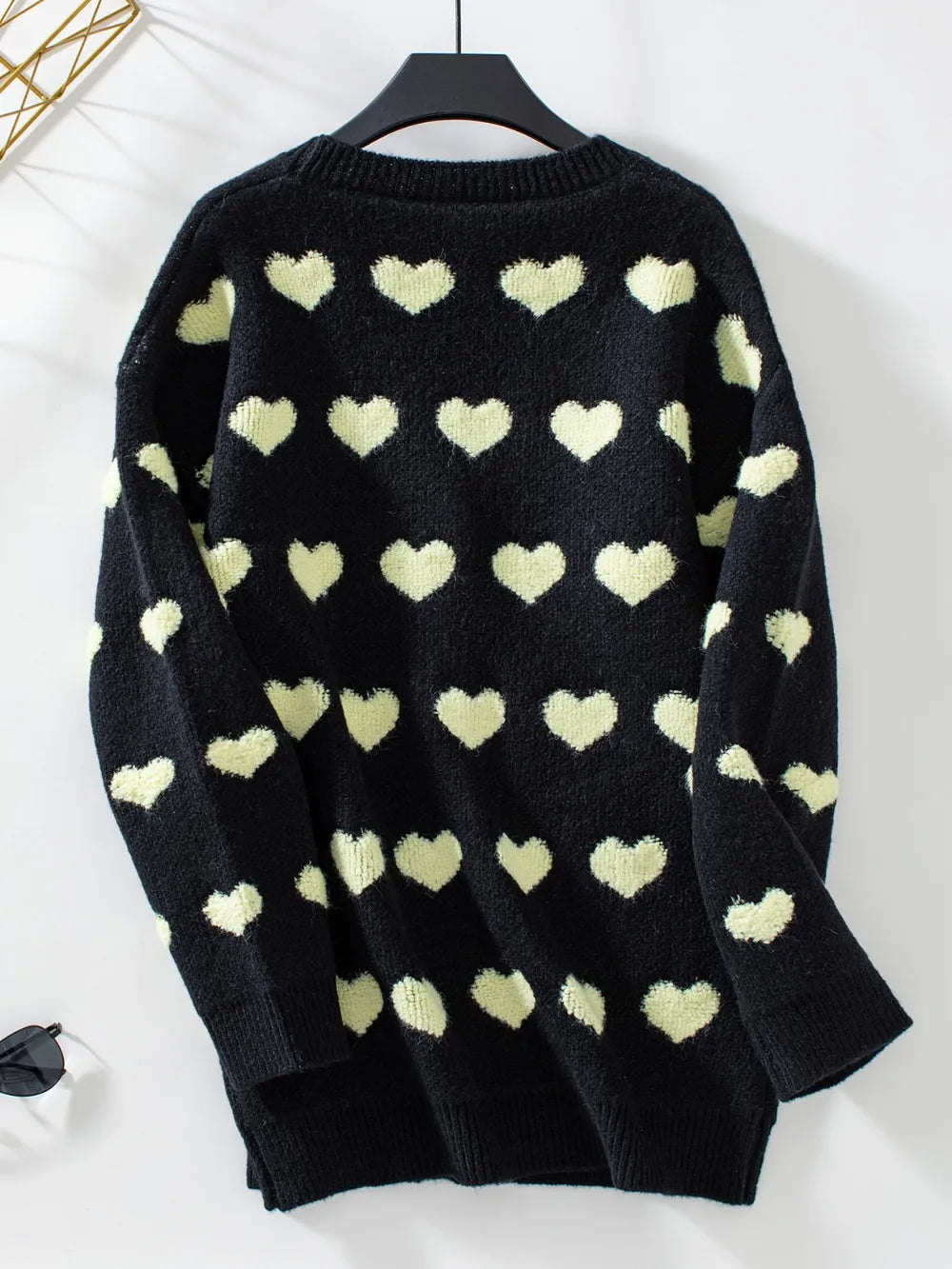 Heart V-neck Button Up Long Sleeve Cardigan (7)