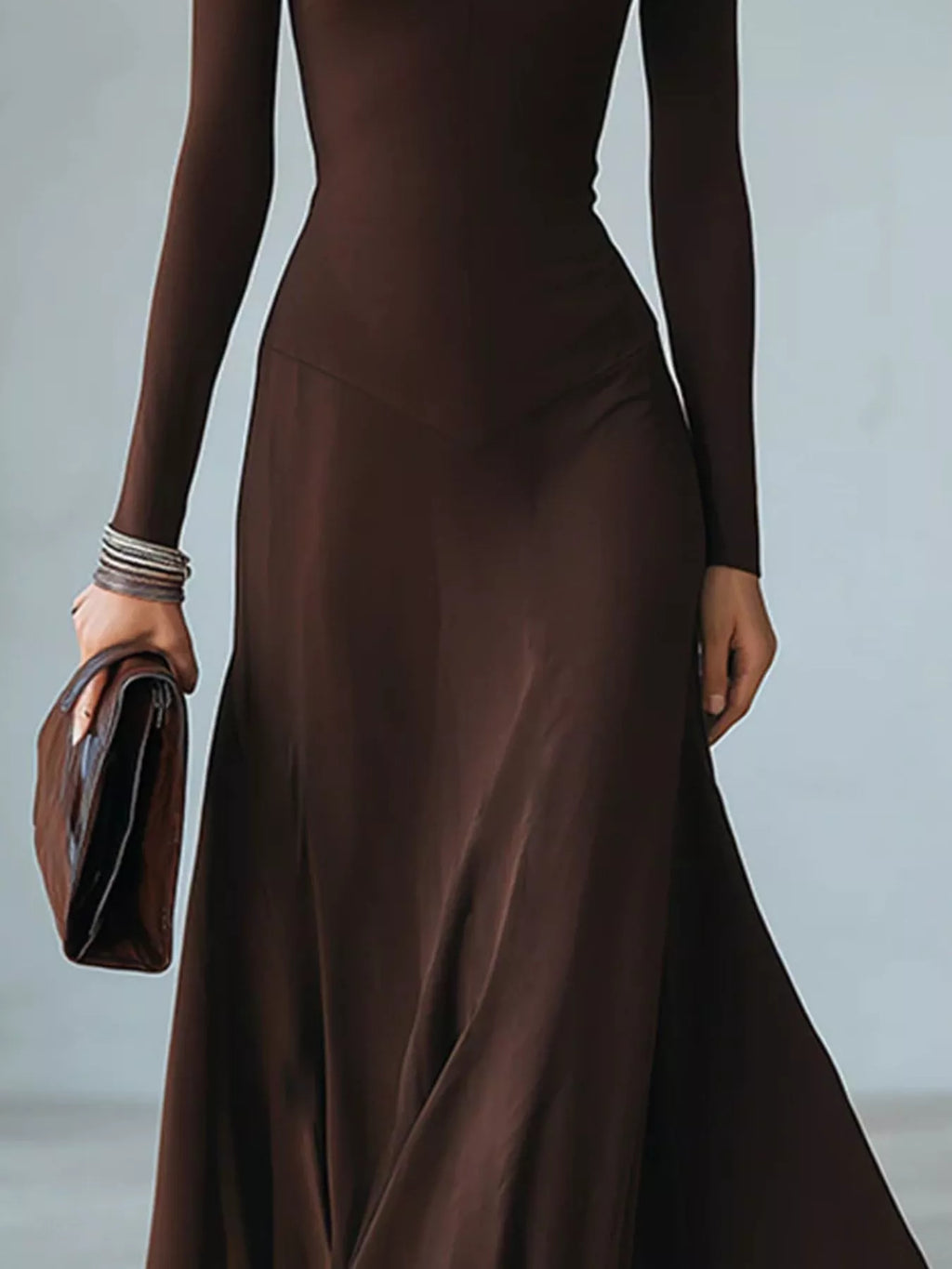 Full Size Mock Neck Cut-out Long Sleeve Midi Dress Plus (3)