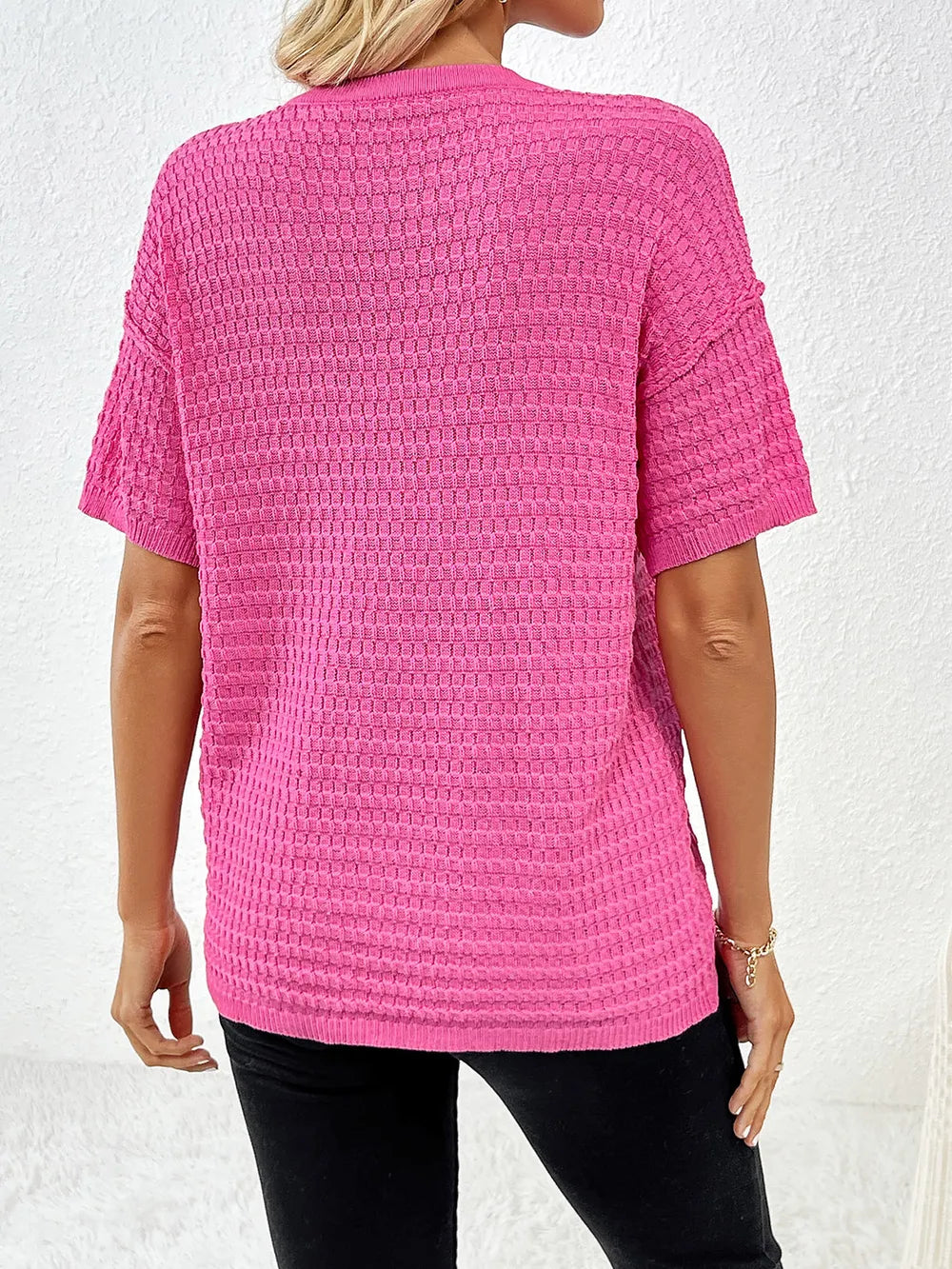 Round Neck Half Sleeve Knit Top (16)