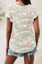 Printed Round Neck Short Sleeve T-shirt (33)