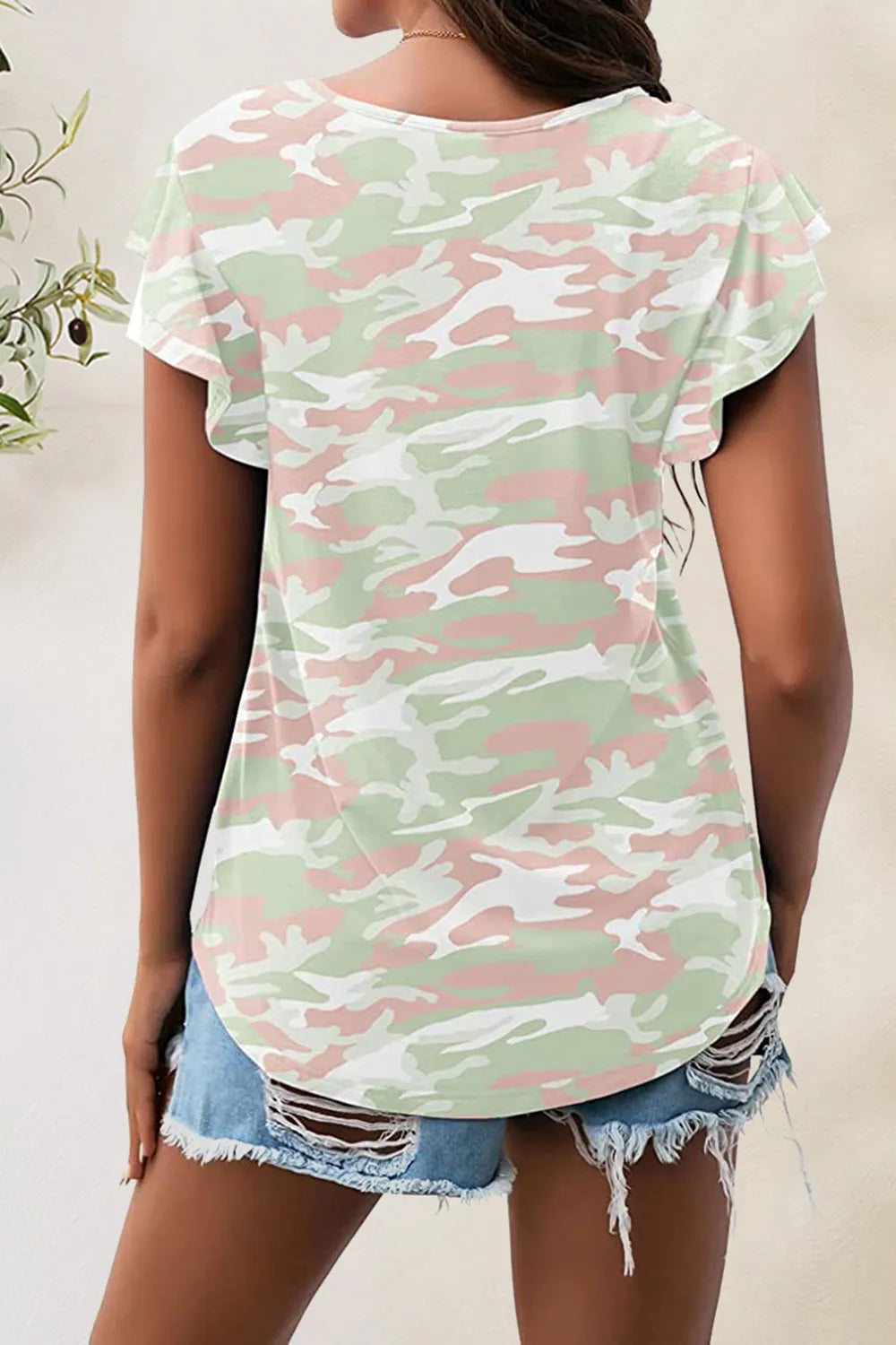 Printed Round Neck Short Sleeve T-shirt (33)