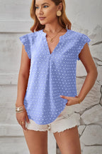 Swiss Dot Ruffled Cap Sleeve T-shirt (14)