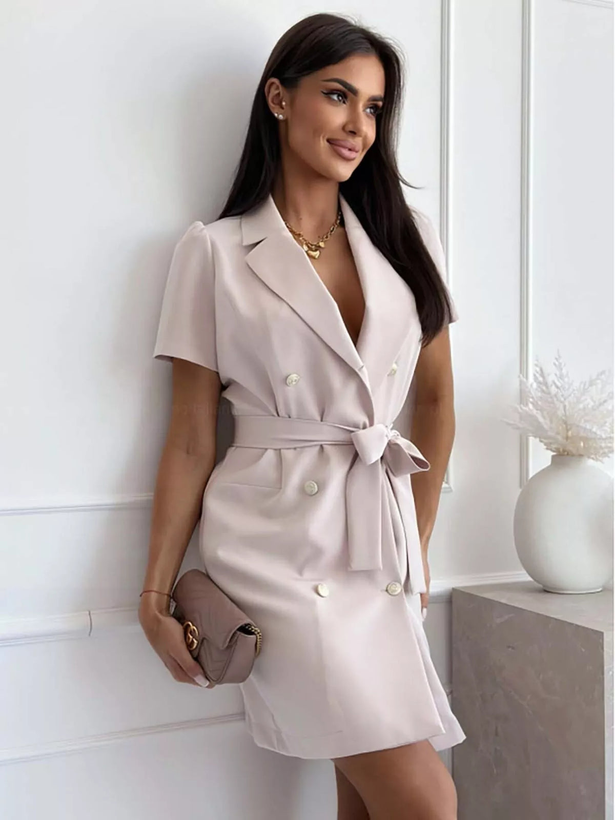Double-breasted Blazer Dress Belt (5)