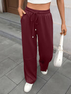 Drawstring High Waist Wide Leg Casual Pants (24)