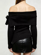 Off-shoulder Ribbed Knit Top (13)