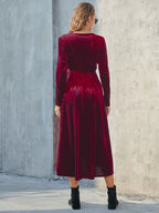 Tie Front Long Sleeve Slit Dress (6)
