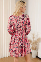 Printed Surplice Balloon Sleeve Mini Dress (8)