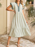 Striped Ruffle Sleeve Midi Dress (17)