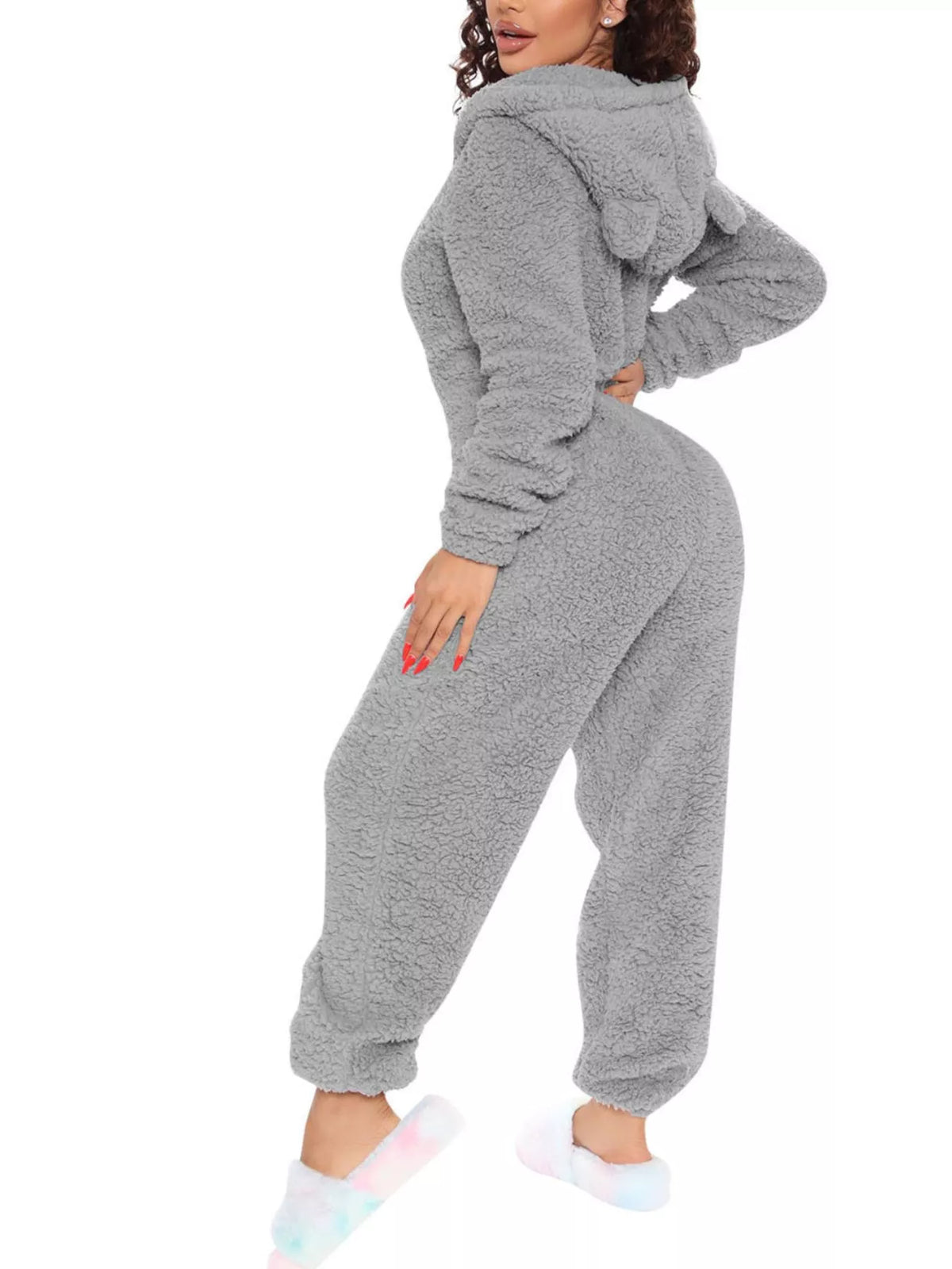 Full Size Fleece Zip-up Hooded Jumpsuit Plus (7)