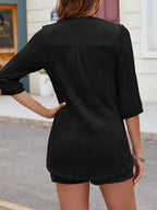 Textured Notched Top Drawstring Shorts Set (4)