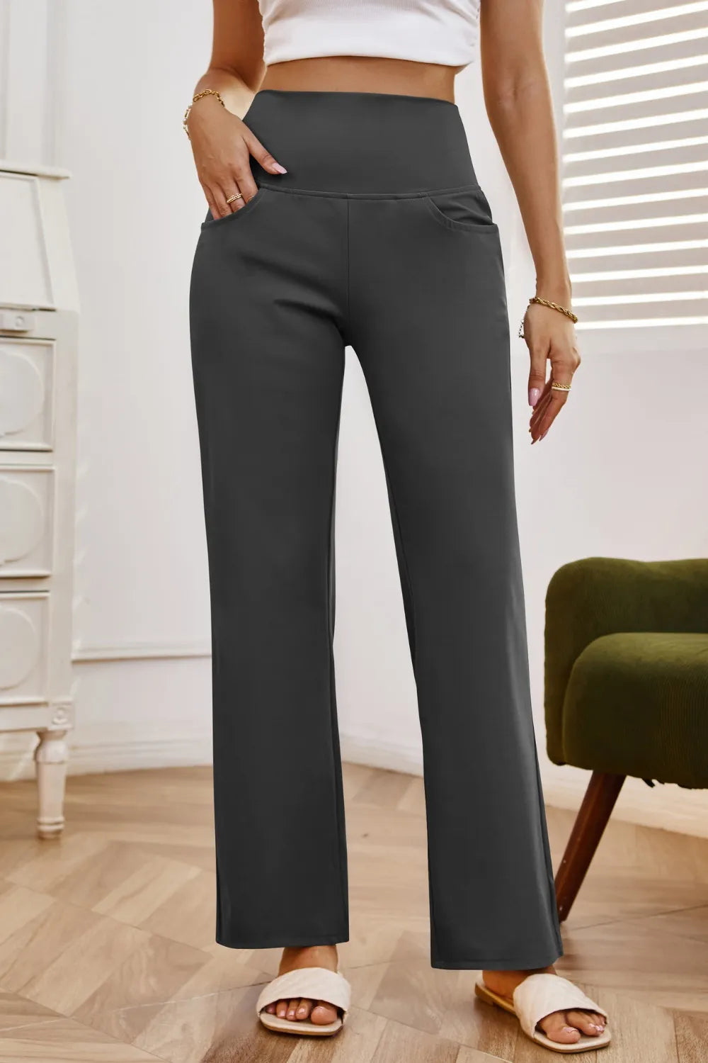 High Waist Wide Leg Pants Pockets (12)