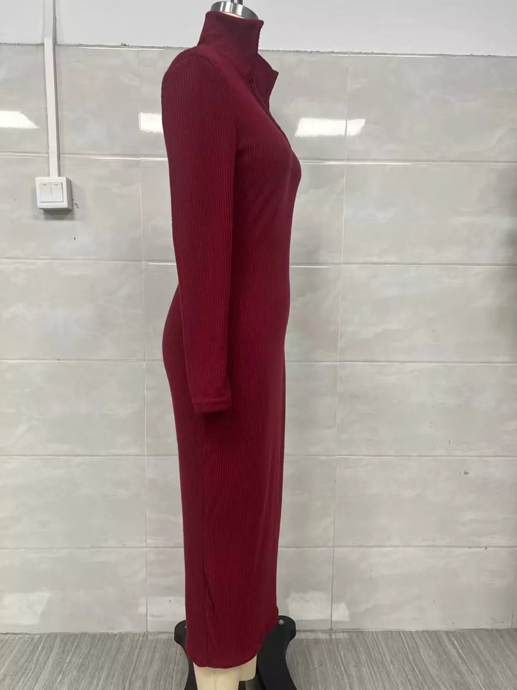 Ribbed Knit V-neck Sweater Dress (15)