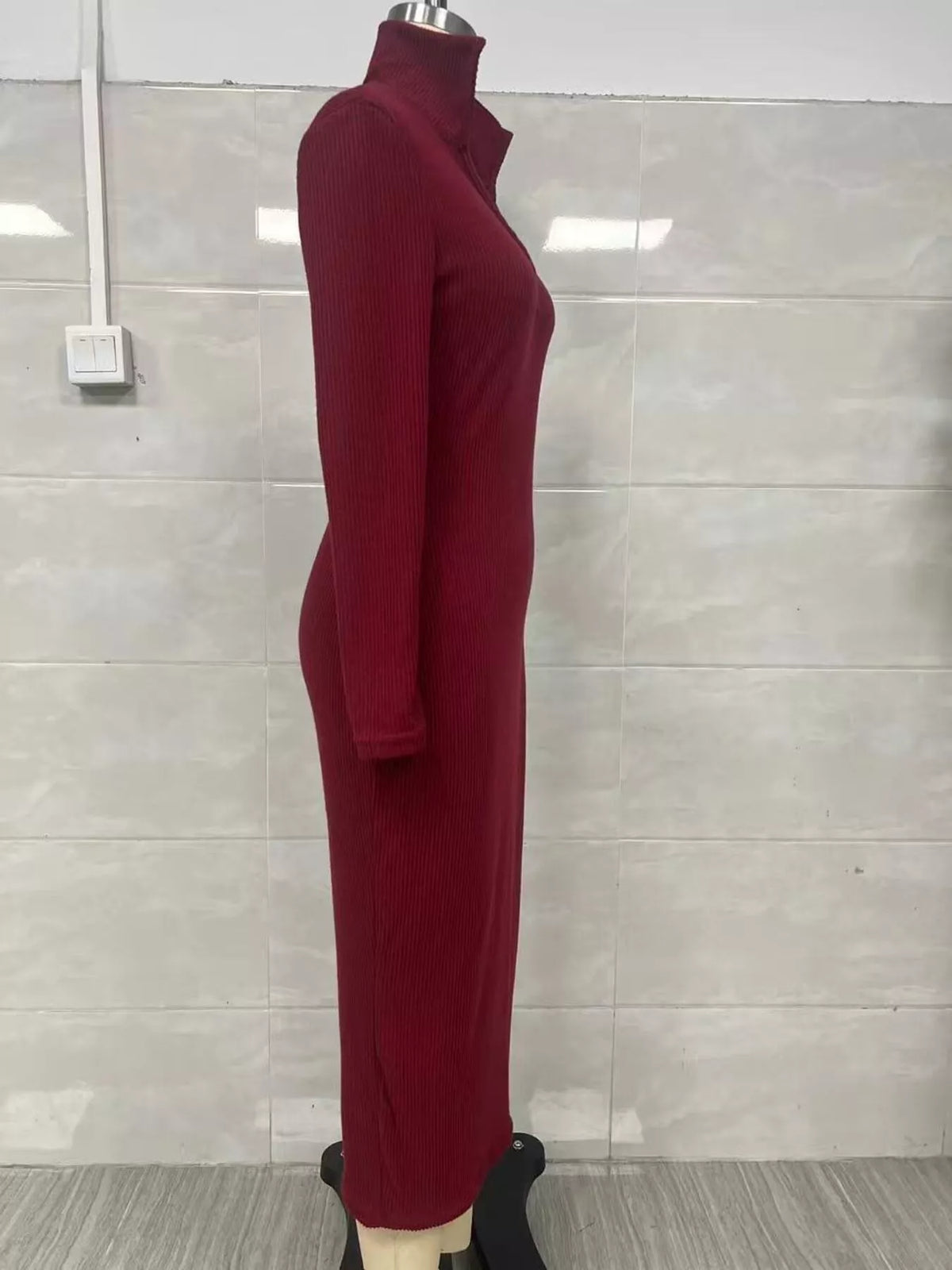 Ribbed Knit V-neck Sweater Dress (15)