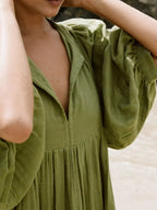 Tie Neck 3/4 Sleeve Midi Dress (20)