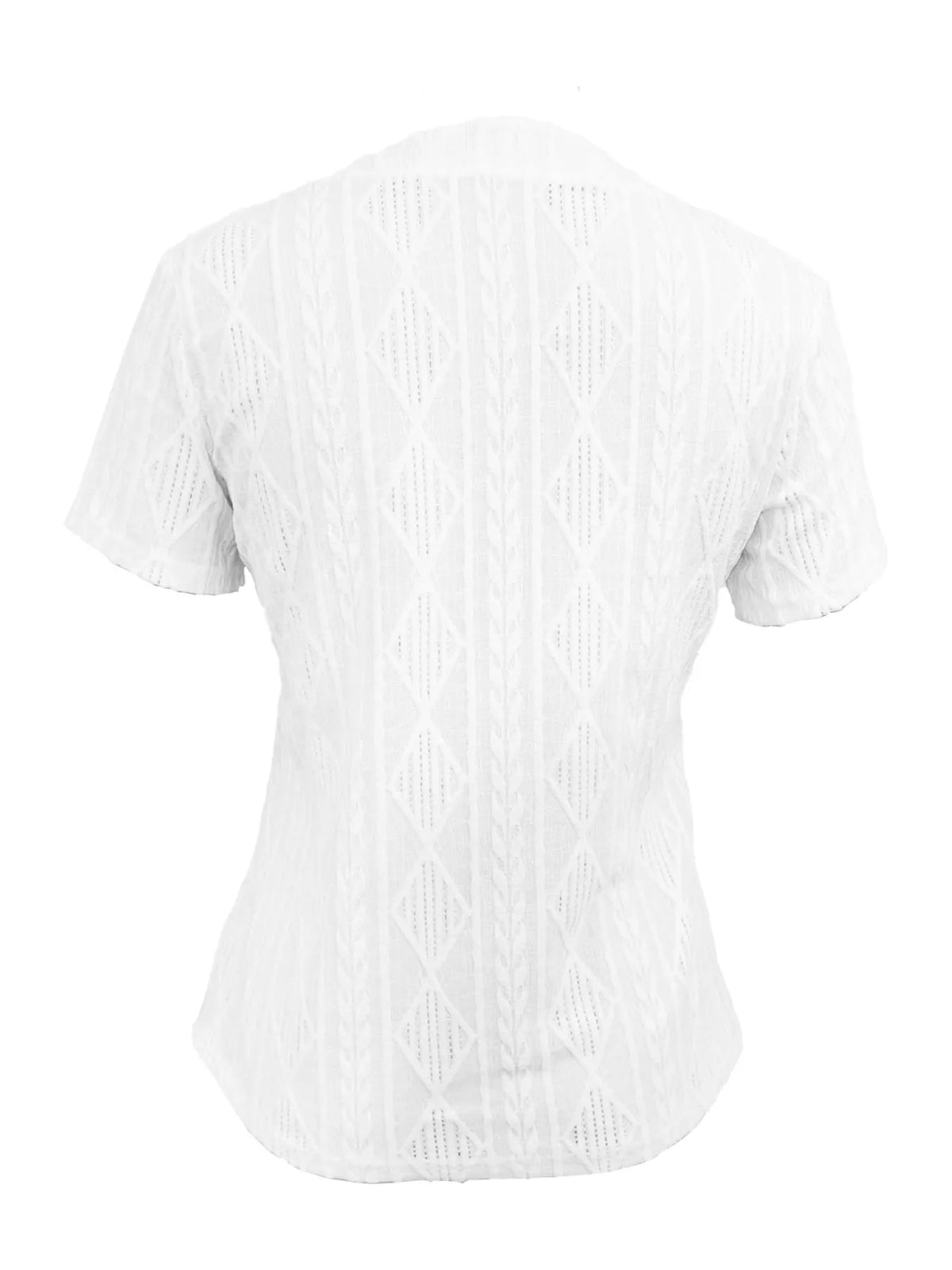 Textured Notched Short Sleeve Blouse (6)