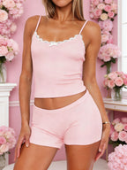 Contrast Trim Cami Shorts Set (9)