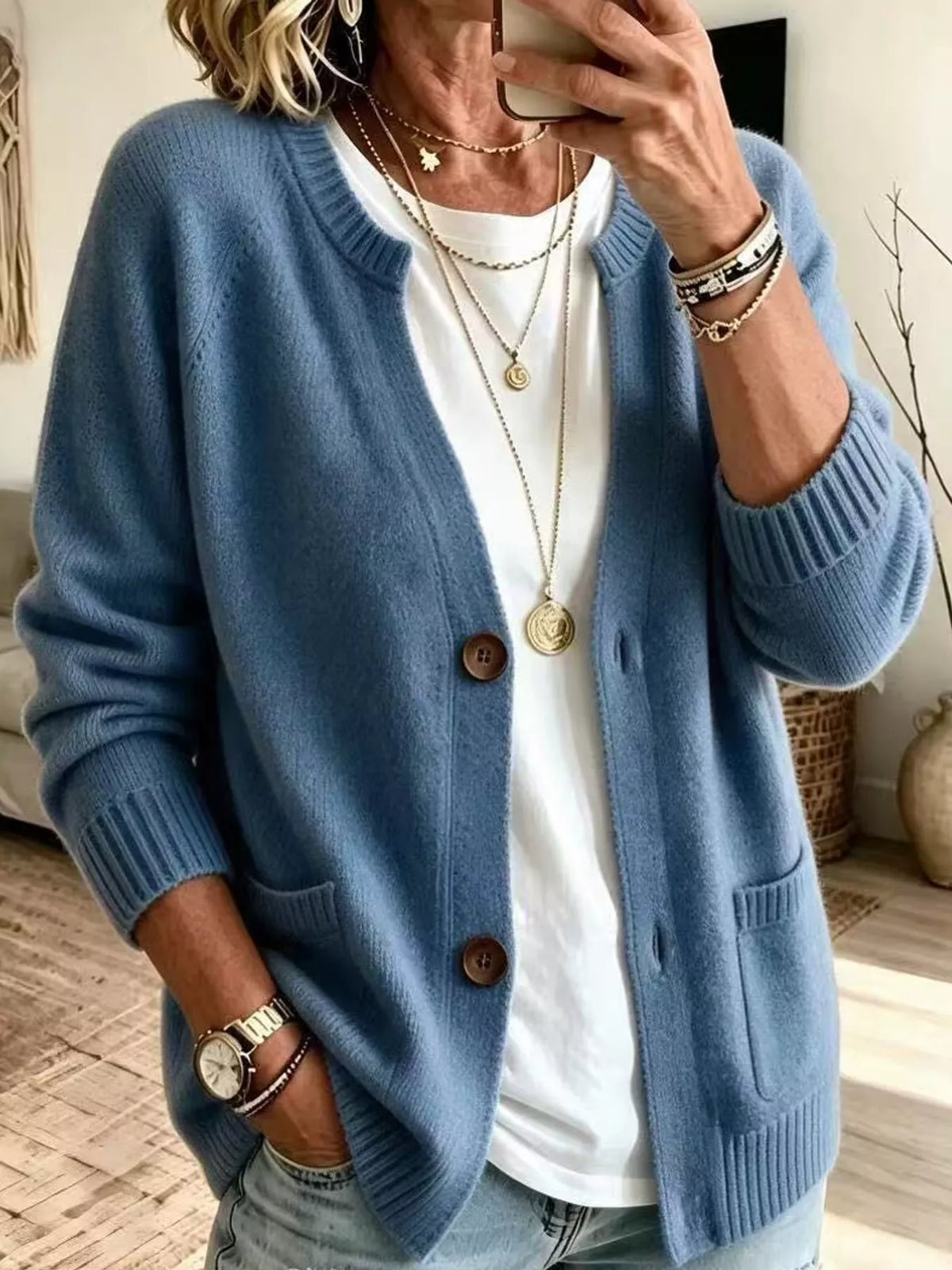 Full Size Button-down Knit Cardigan Plus (22)