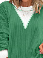Two-tone Ribbed Knit Sweatshirt (17)