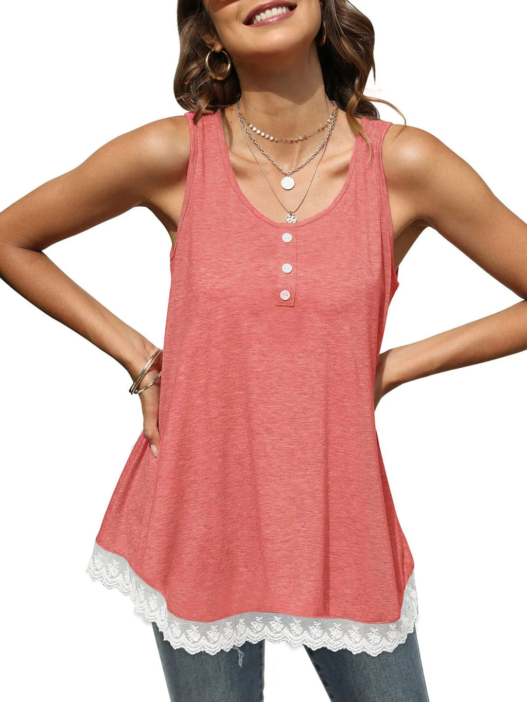 Lace Trim Wide Strap Tank Top (2)