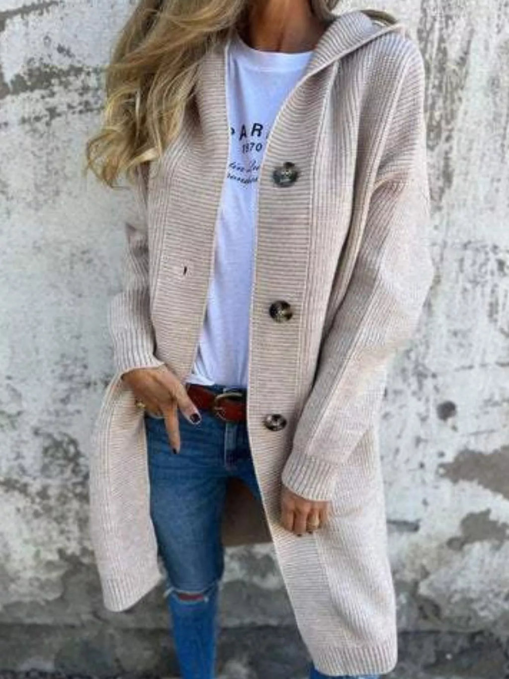 Full Size Button-down Hooded Cardigan Plus (2)