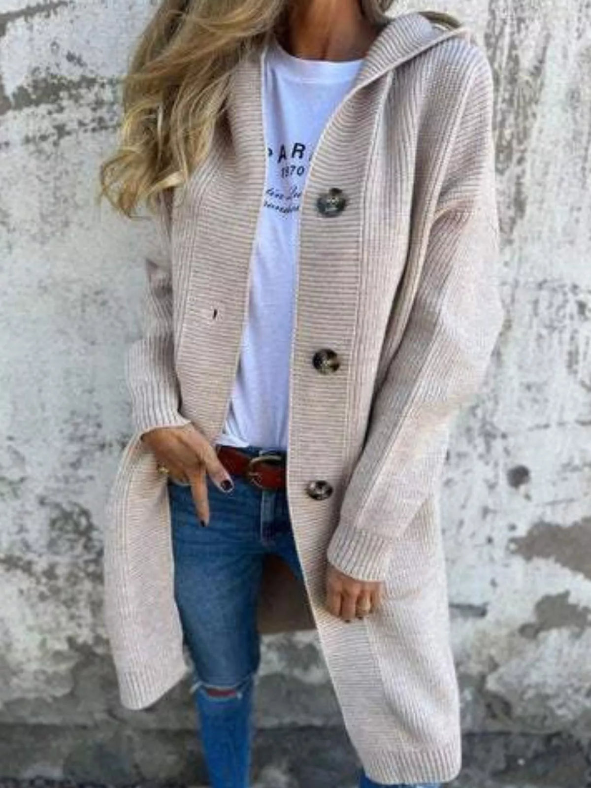 Full Size Button-down Hooded Cardigan Plus (2)