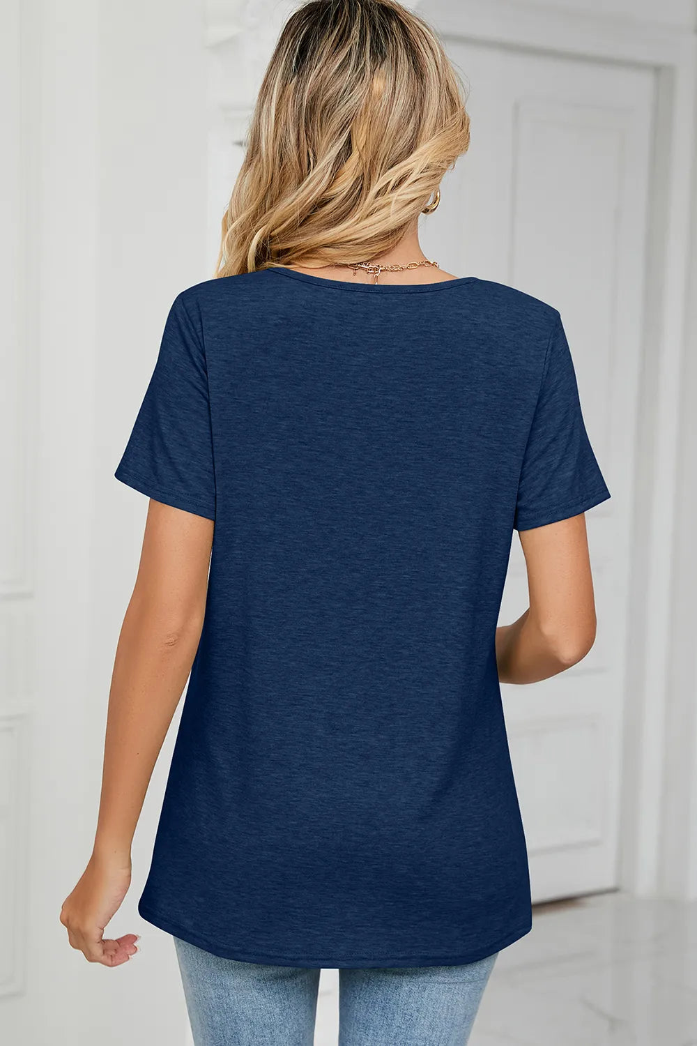 Ruched Heathered Short Sleeve T-shirt (9)