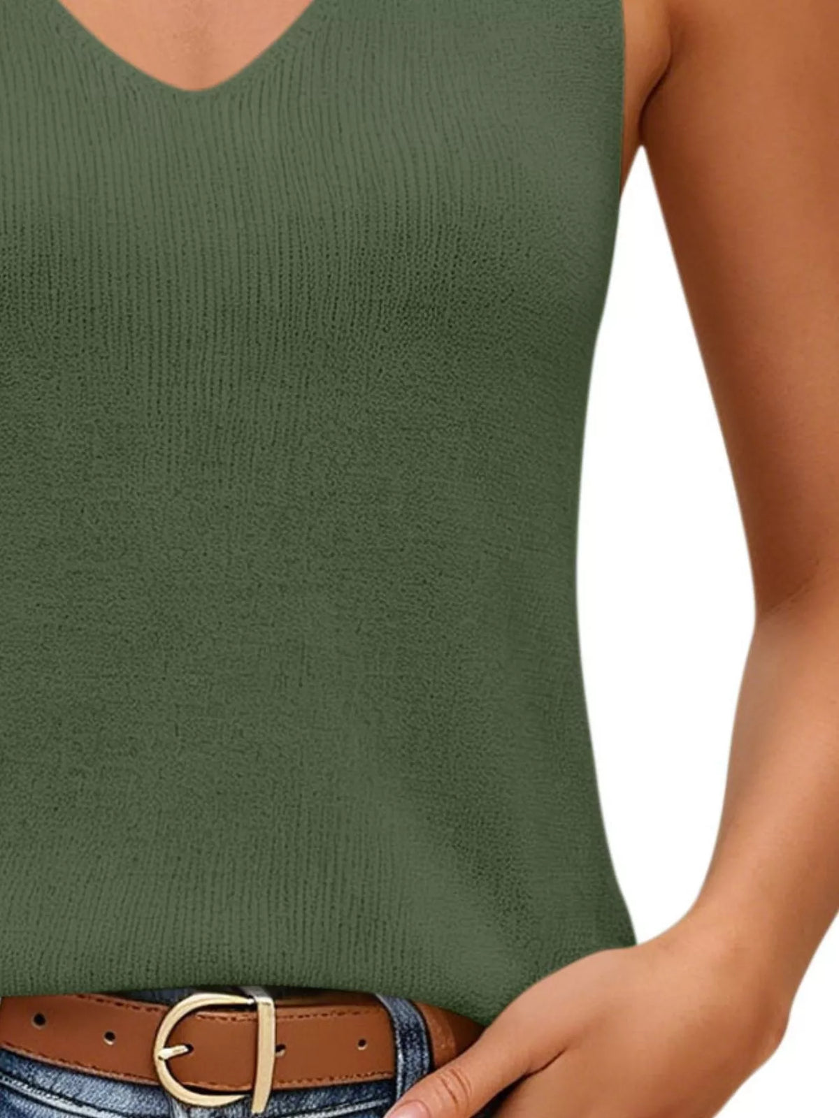 V-neck Ribbed Knit Tank Top (9)