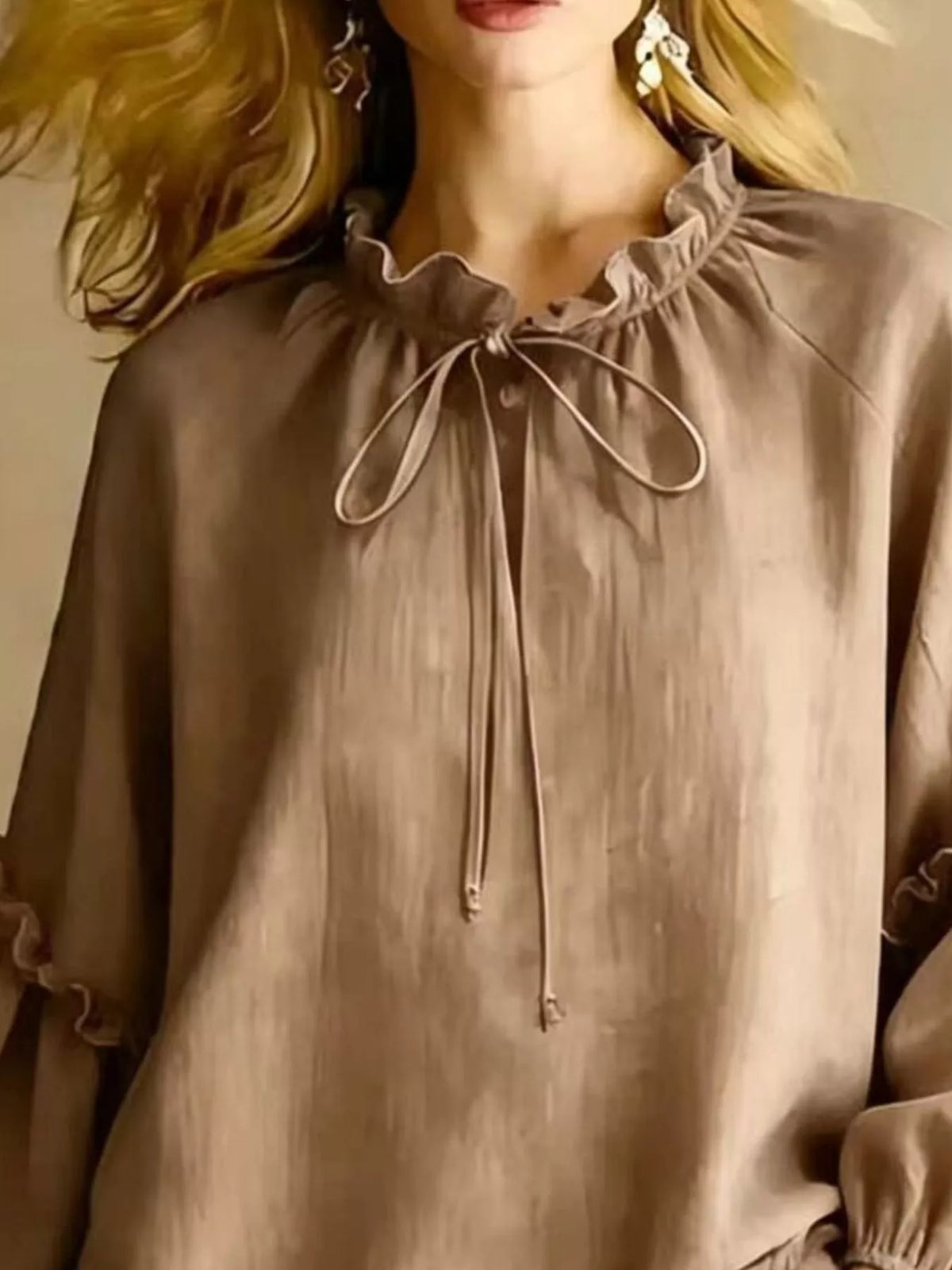 Frill Balloon Sleeve Blouse (11)