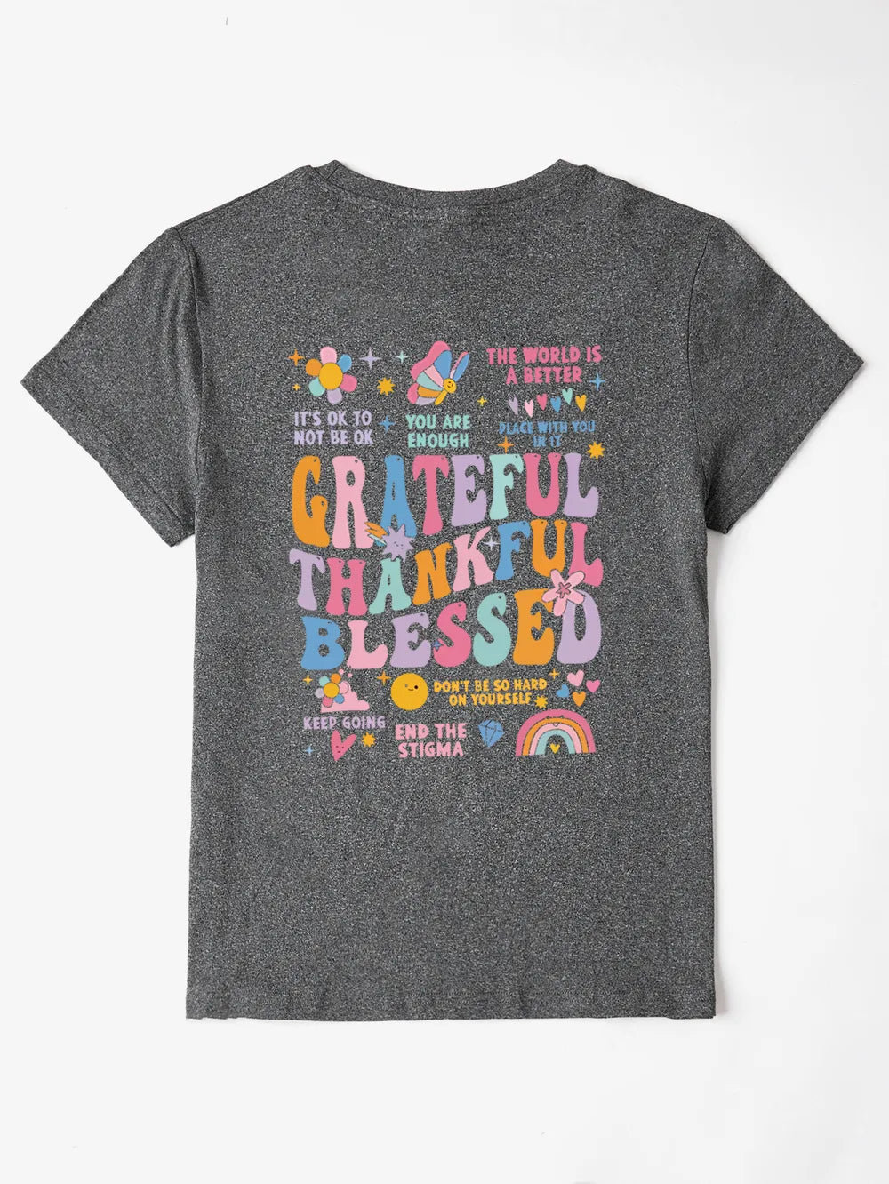 Letter Graphic Round Neck Short Sleeve T-shirt (20)