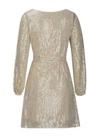 Sequin Tie Waist Long Sleeve Mini Dress (4)