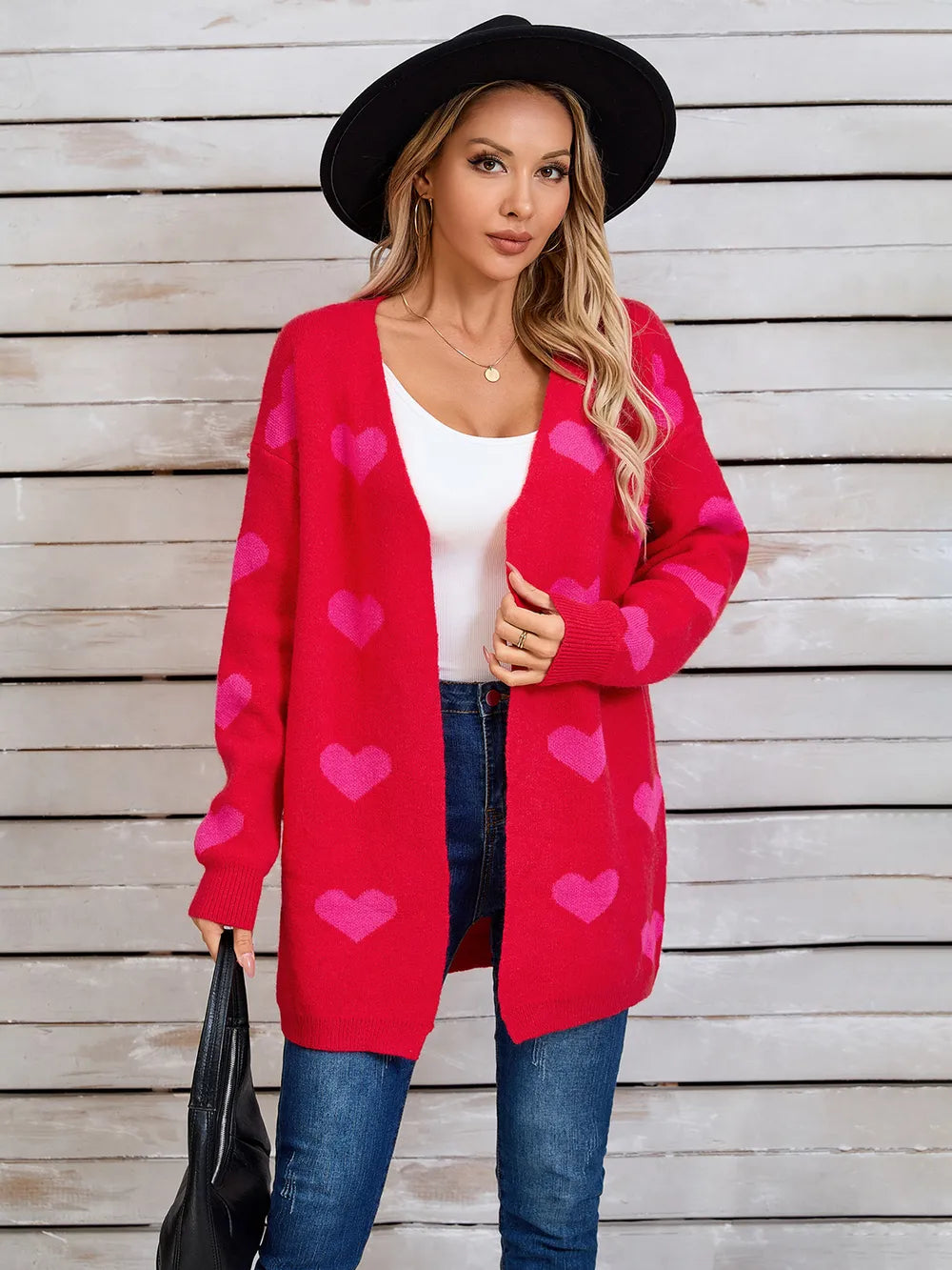 Heart Open Front Long Sleeve Cardigan (6)