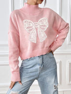 Bow Turtleneck Long Sleeve Sweater (7)